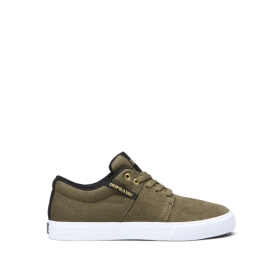 Dětské Nízké Boty Supra STACKS II VULC Olivy Zelené/Černé/Bílé | CZ-48817